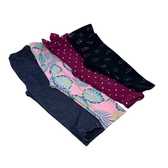 Baby Girl's Leggings - 4 Pair in Blue Denim, Pink, Burgundy, & Black - Size 12 M - Picture 1 of 10